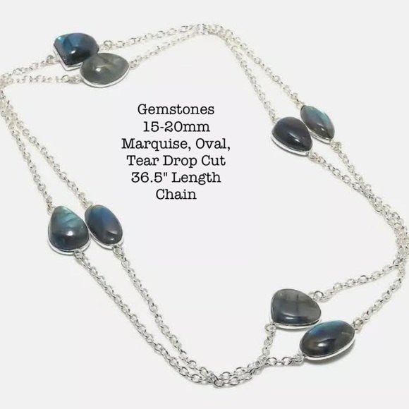 Nice Glowing Labradorite Handmade Station Necklace - Picture 3 of 7